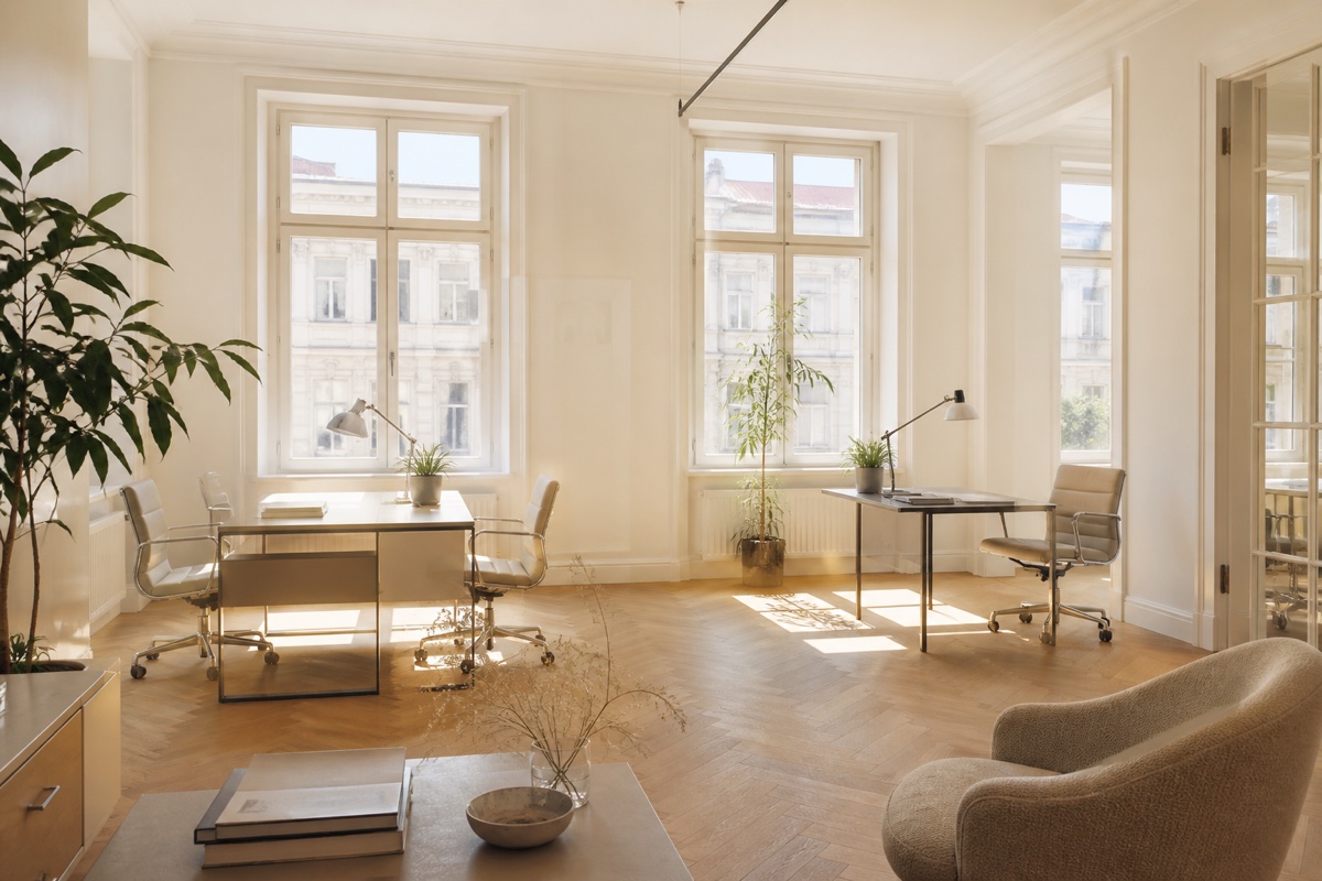 Helles Büro in einem Wiener Altbau